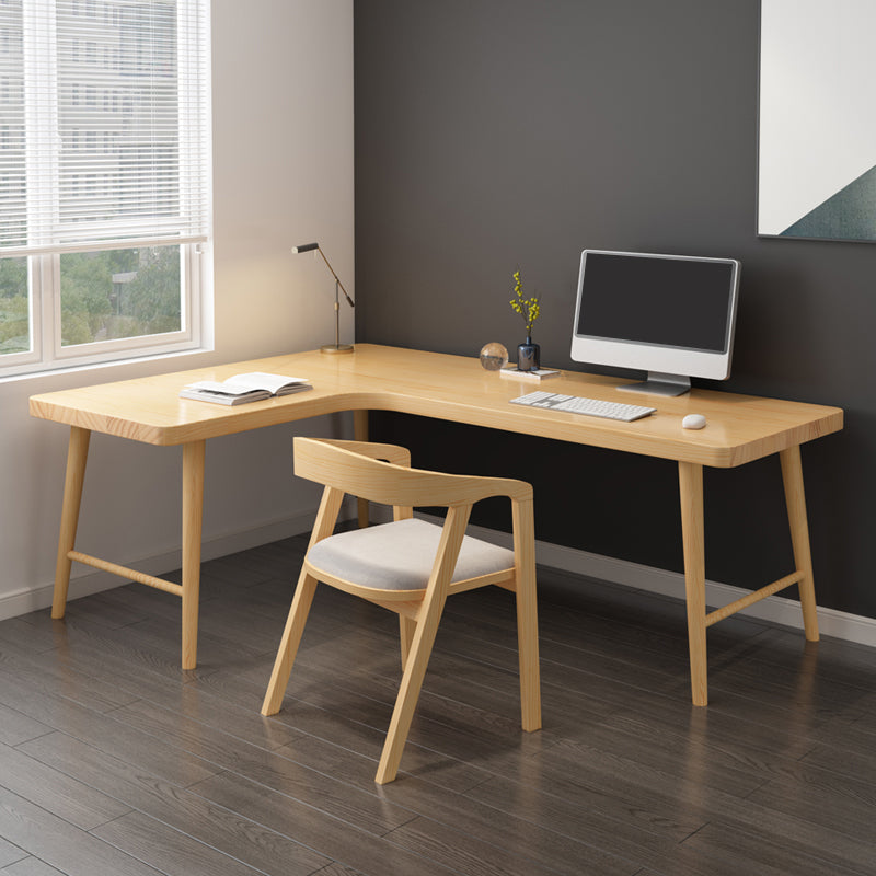 Modern Solid Wood Desk Home L-Shape Pine Material Writing Desk