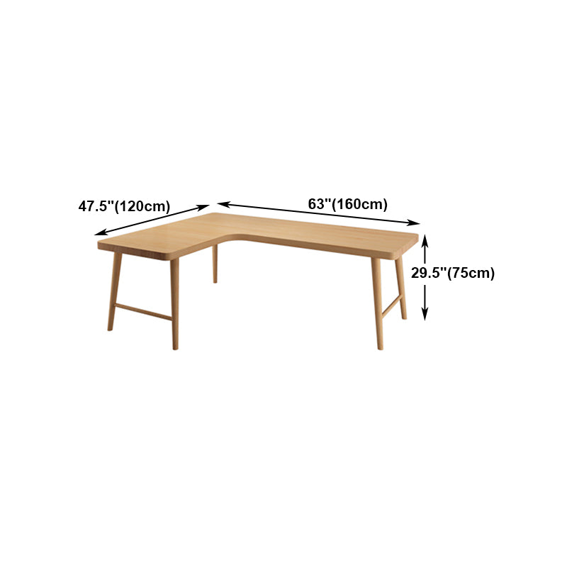 Modern Solid Wood Desk Home L-Shape Pine Material Writing Desk