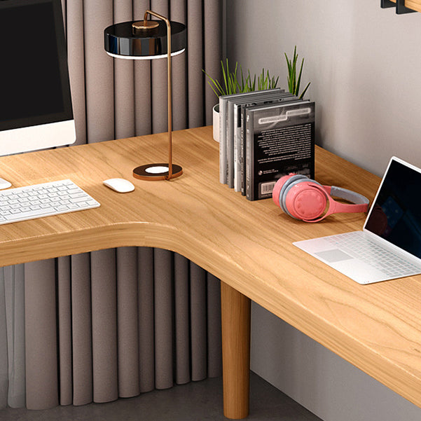 Solid Wood L-Shape Desk Modern & Contemporary Natural Home Writing Desk