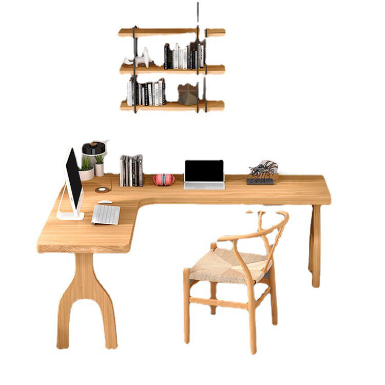 Solid Wood L-Shape Desk Modern & Contemporary Natural Home Writing Desk