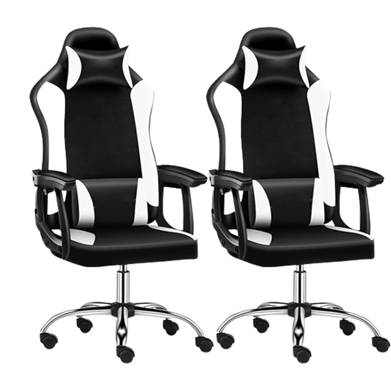 Modern Adjustable Arms Computer Chair with Wheels High-Back Faux Leather Desk Chair