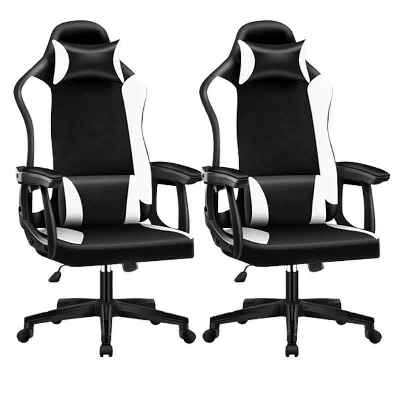 Modern Adjustable Arms Computer Chair with Wheels High-Back Faux Leather Desk Chair