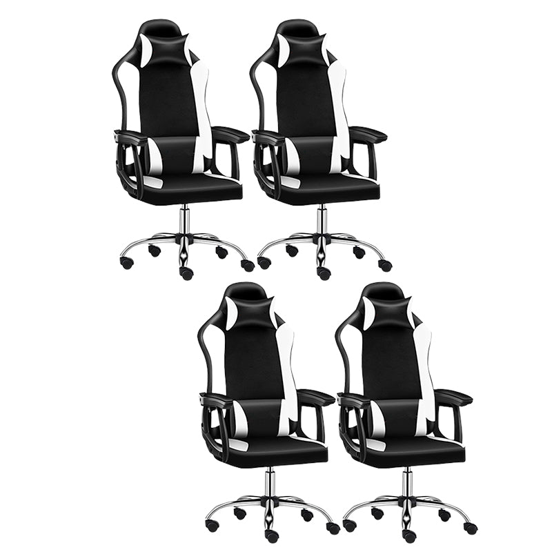 Modern Adjustable Arms Computer Chair with Wheels High-Back Faux Leather Desk Chair