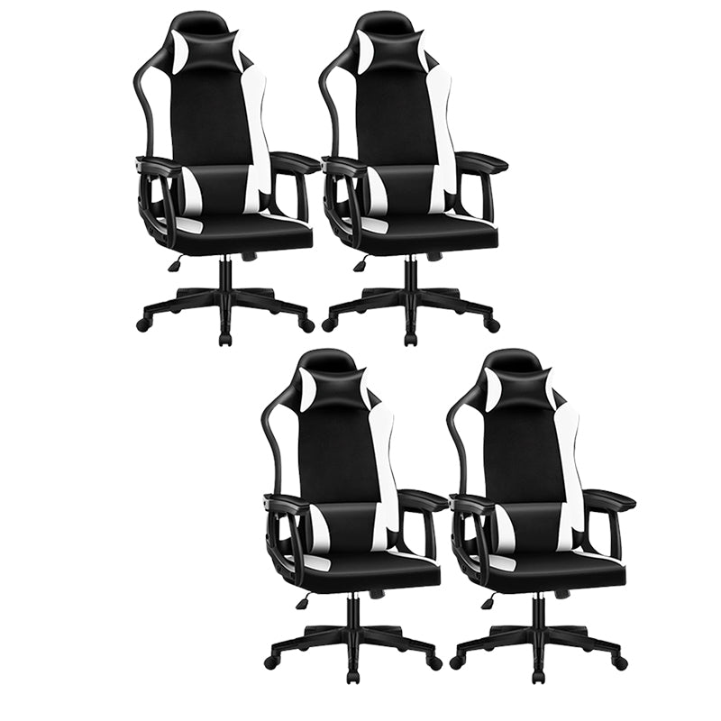 Modern Adjustable Arms Computer Chair with Wheels High-Back Faux Leather Desk Chair