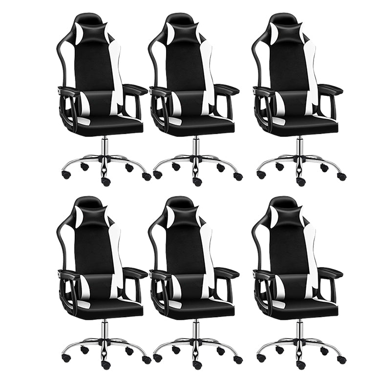 Modern Adjustable Arms Computer Chair with Wheels High-Back Faux Leather Desk Chair