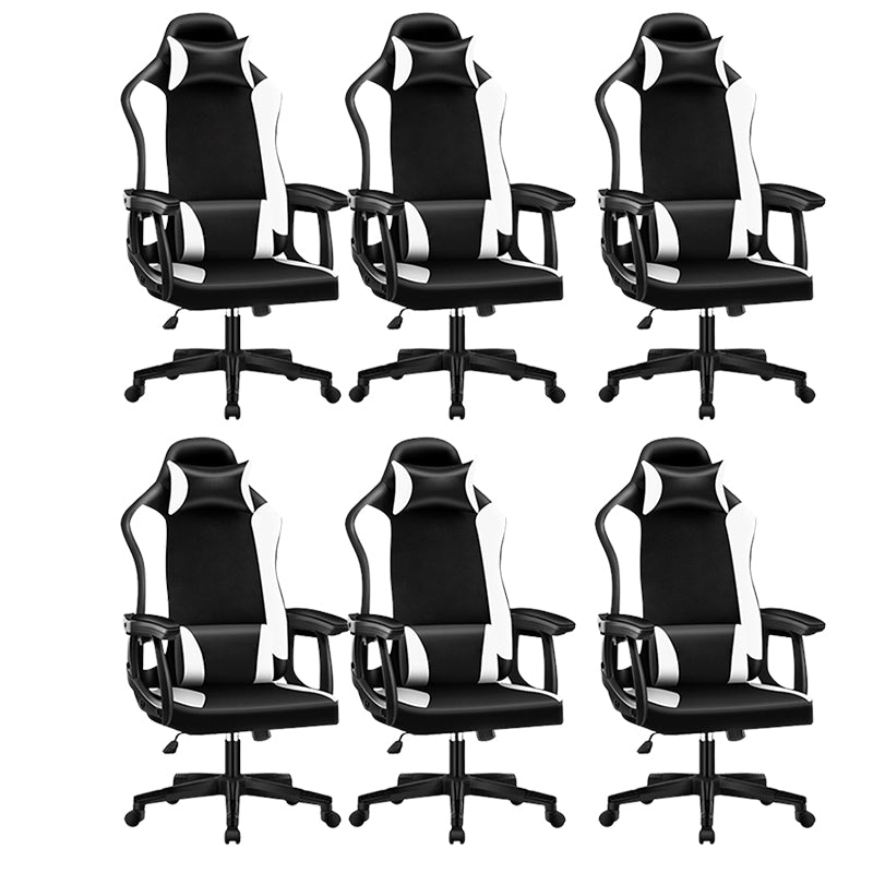 Modern Adjustable Arms Computer Chair with Wheels High-Back Faux Leather Desk Chair