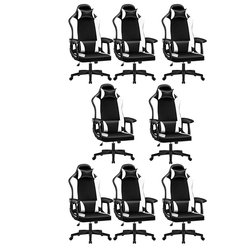 Modern Adjustable Arms Computer Chair with Wheels High-Back Faux Leather Desk Chair