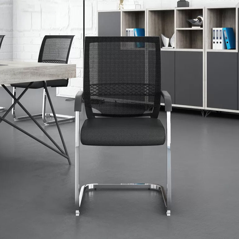 No Wheels Modern Office Chair CorLiving Workspace in Black Mesh Chair