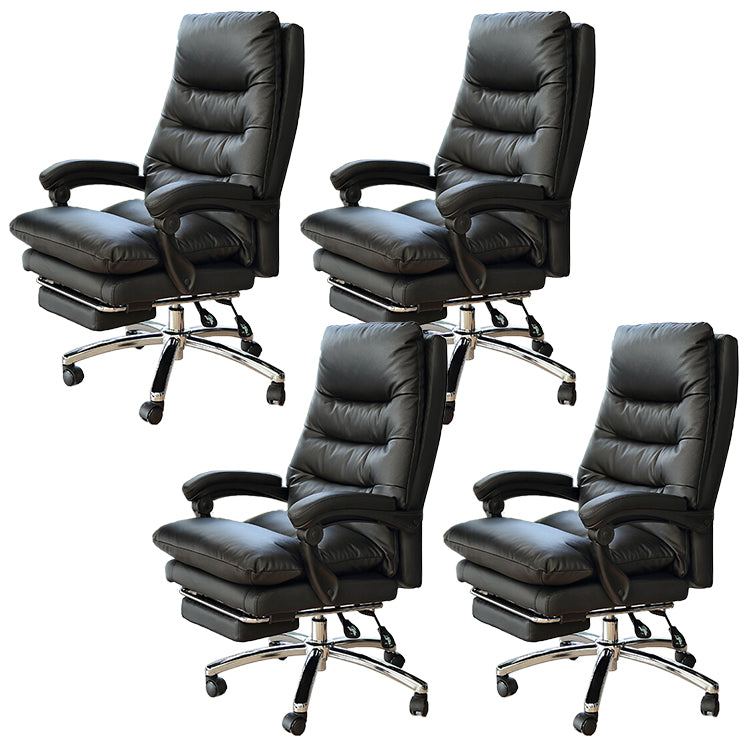 Faux Leather Swivel Office Chair Chrome Frame with Footrest Managers Chair