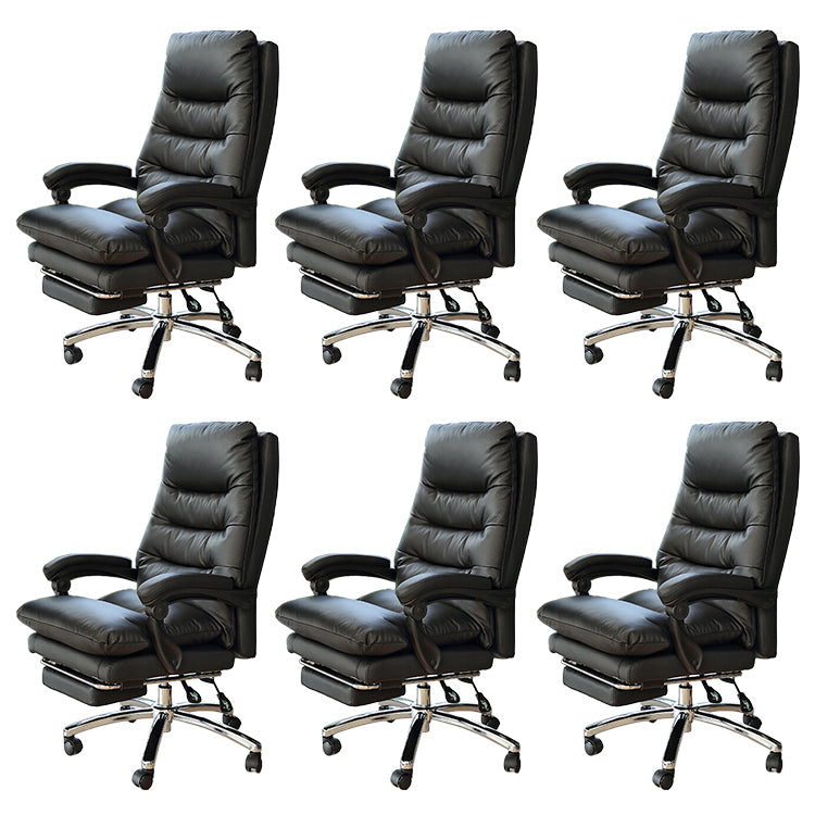 Faux Leather Swivel Office Chair Chrome Frame with Footrest Managers Chair