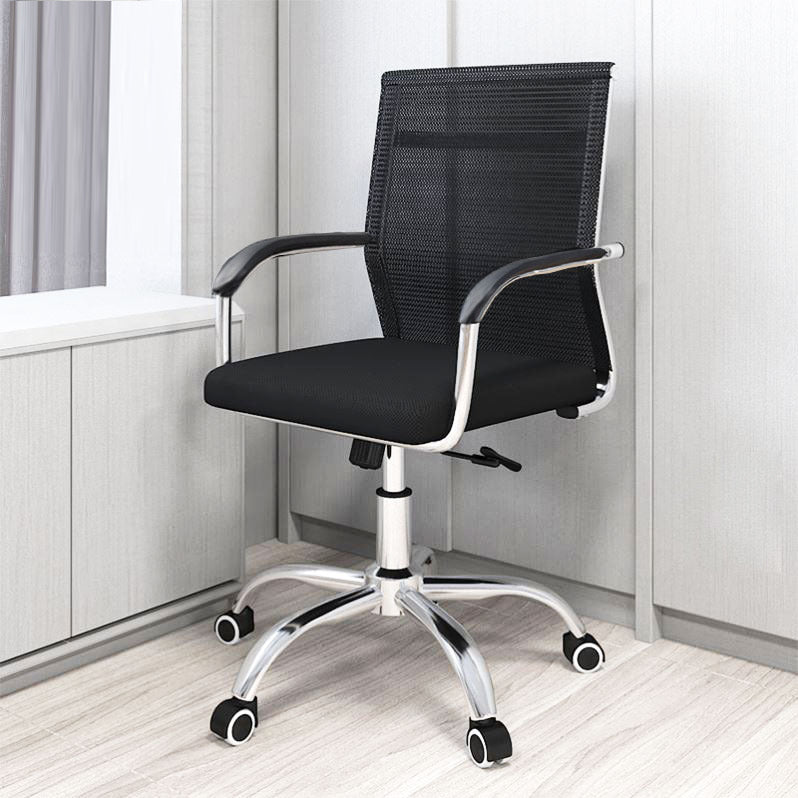 Modern Arms Included Chair with Wheels Mid-Back Mesh Desk Chair