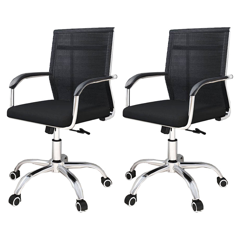 Modern Arms Included Chair with Wheels Mid-Back Mesh Desk Chair