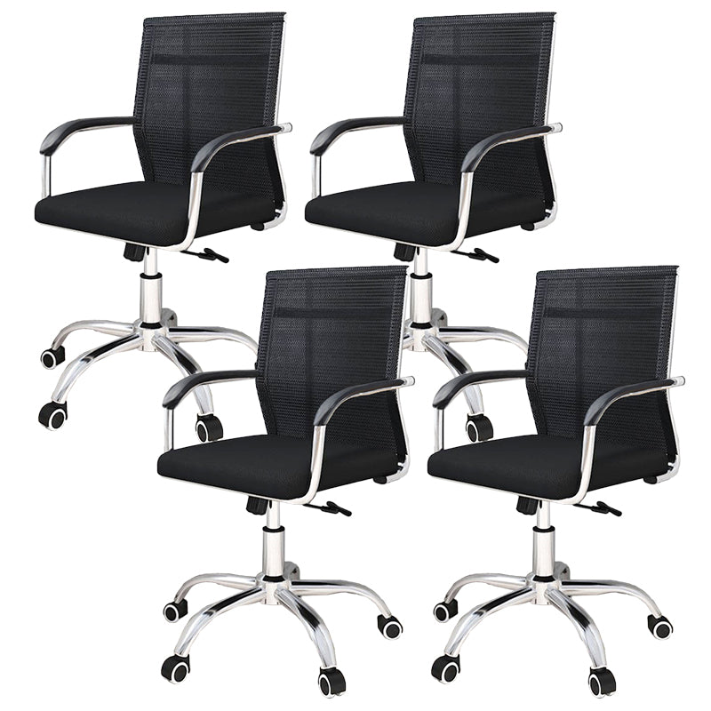 Modern Arms Included Chair with Wheels Mid-Back Mesh Desk Chair