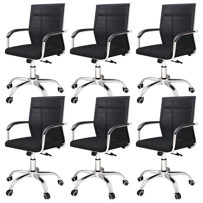 Modern Arms Included Chair with Wheels Mid-Back Mesh Desk Chair