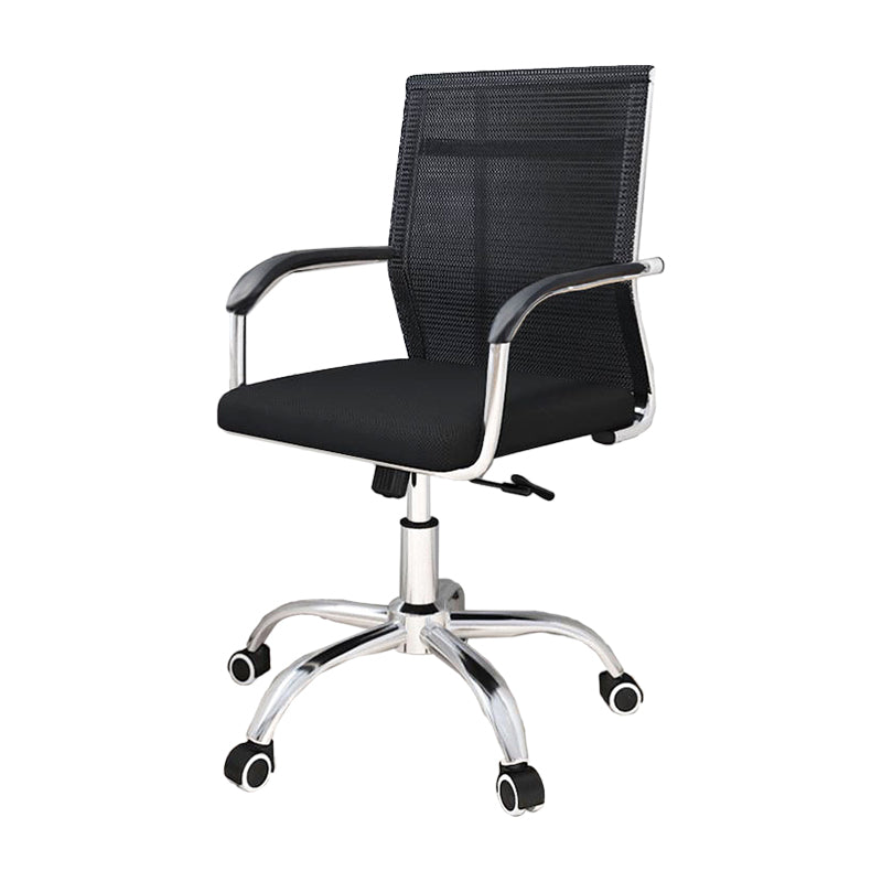 Modern Arms Included Chair with Wheels Mid-Back Mesh Desk Chair