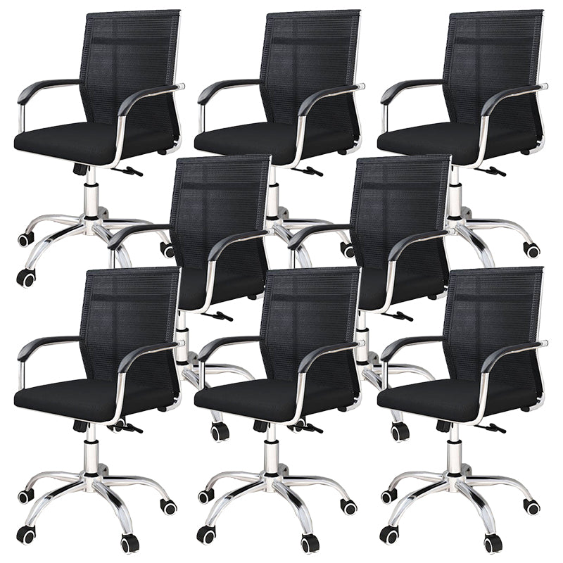 Modern Arms Included Chair with Wheels Mid-Back Mesh Desk Chair