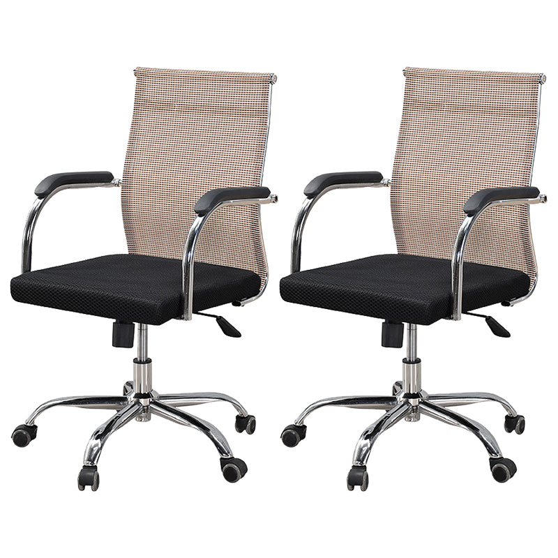 Modern Arms Included Chair with Wheels Mid-Back Mesh Desk Chair