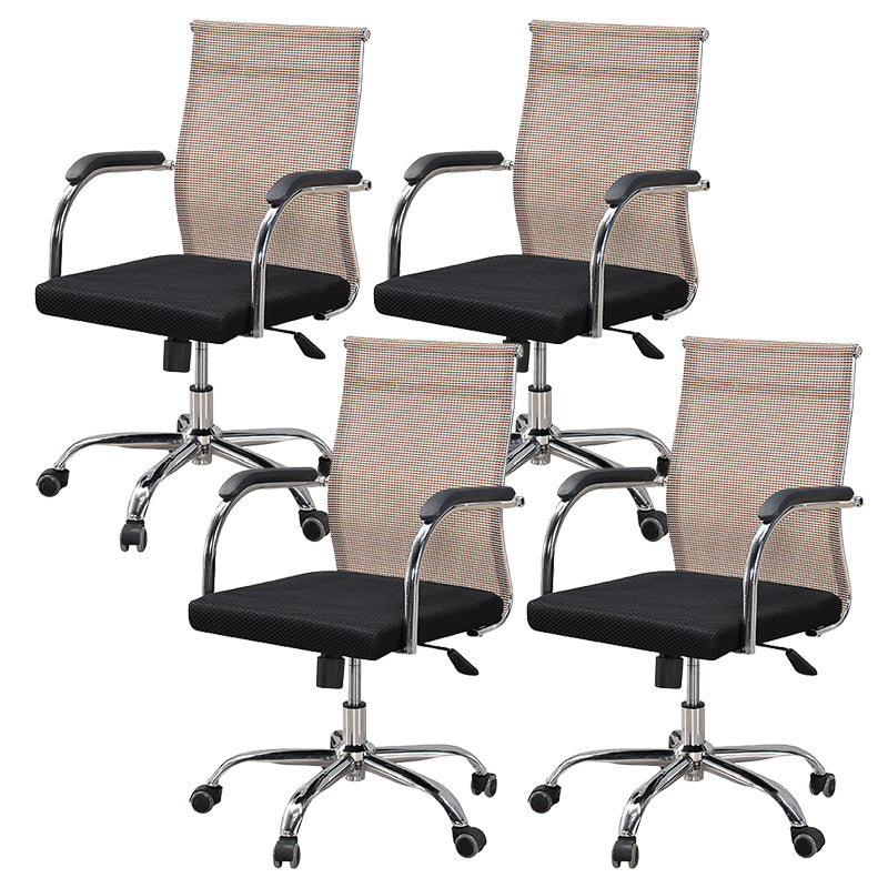 Modern Arms Included Chair with Wheels Mid-Back Mesh Desk Chair