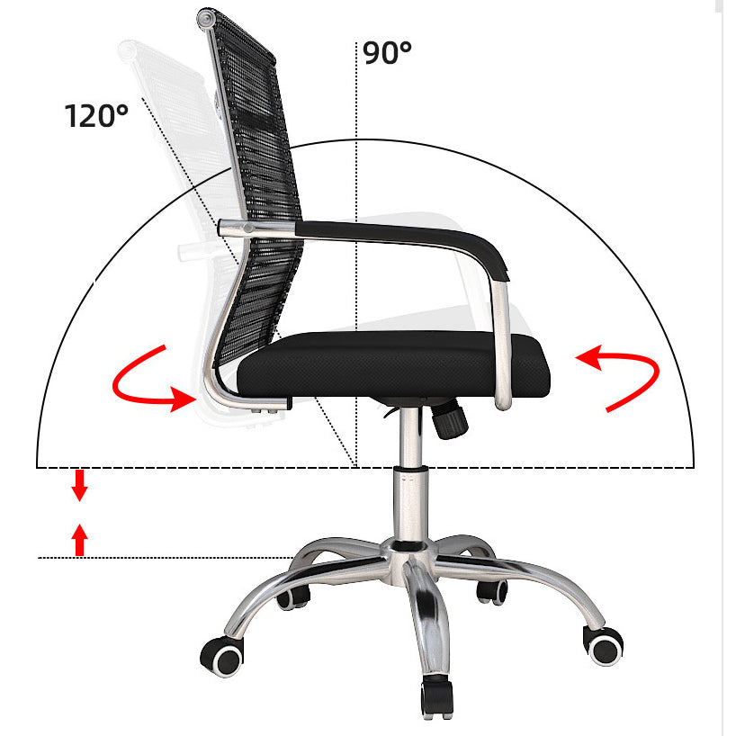 Modern Arms Included Chair with Wheels Mid-Back Mesh Desk Chair