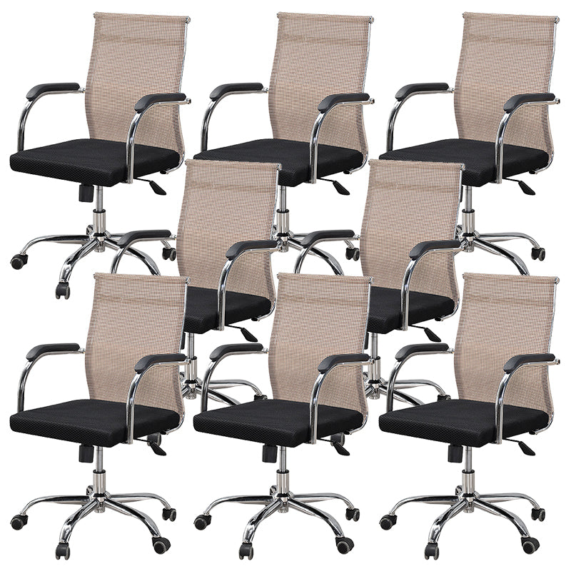 Modern Arms Included Chair with Wheels Mid-Back Mesh Desk Chair