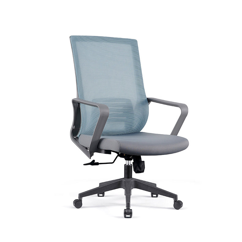 Modern Fixed Arms Computer Chair with Wheels Mid-Back Office Chair