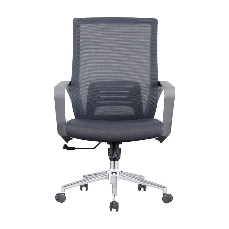 Modern Fixed Arms Computer Chair with Wheels Mid-Back Office Chair