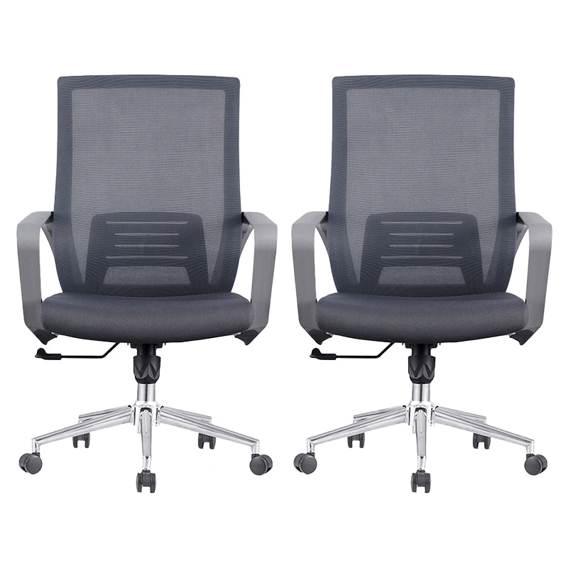 Modern Fixed Arms Computer Chair with Wheels Mid-Back Office Chair