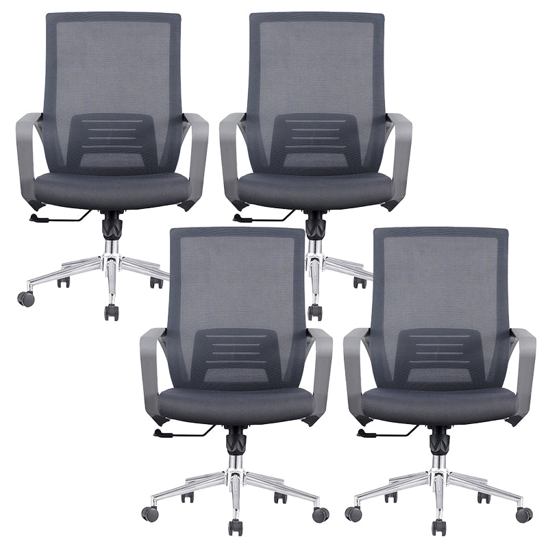 Modern Fixed Arms Computer Chair with Wheels Mid-Back Office Chair