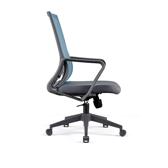 Modern Fixed Arms Computer Chair with Wheels Mid-Back Office Chair