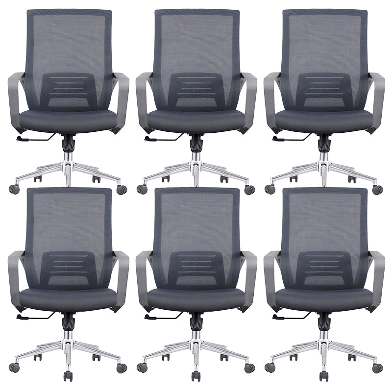 Modern Fixed Arms Computer Chair with Wheels Mid-Back Office Chair