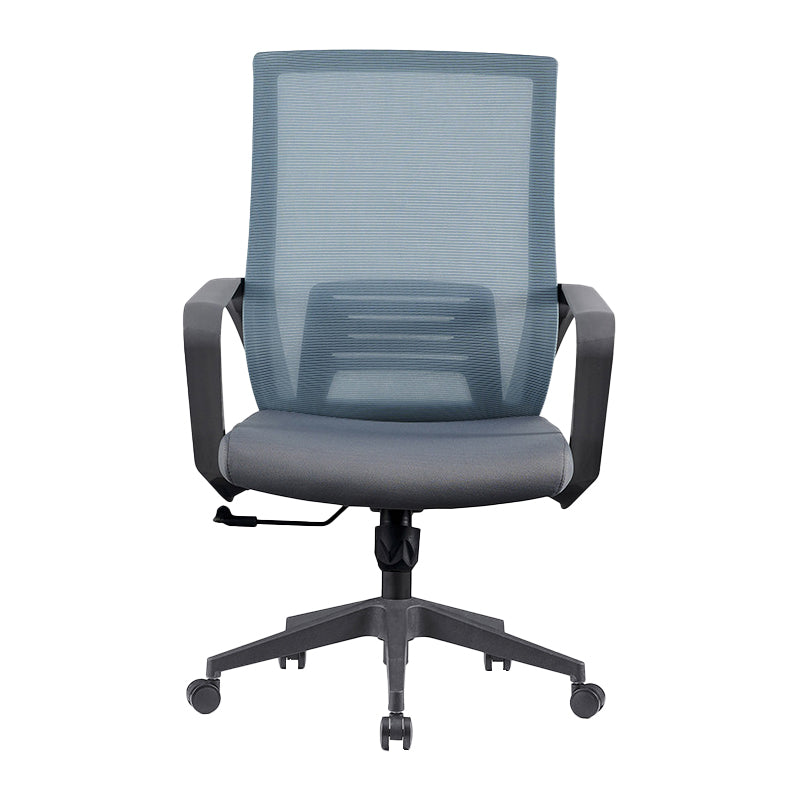 Modern Fixed Arms Computer Chair with Wheels Mid-Back Office Chair