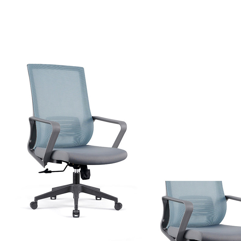 Modern Fixed Arms Computer Chair with Wheels Mid-Back Office Chair