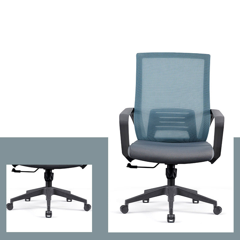 Modern Fixed Arms Computer Chair with Wheels Mid-Back Office Chair