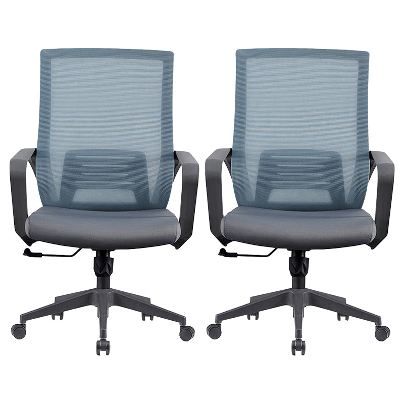 Modern Fixed Arms Computer Chair with Wheels Mid-Back Office Chair