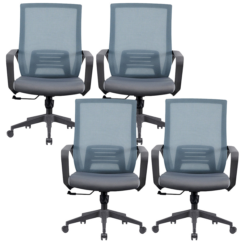 Modern Fixed Arms Computer Chair with Wheels Mid-Back Office Chair