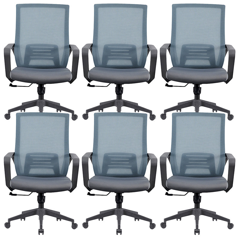 Modern Fixed Arms Computer Chair with Wheels Mid-Back Office Chair