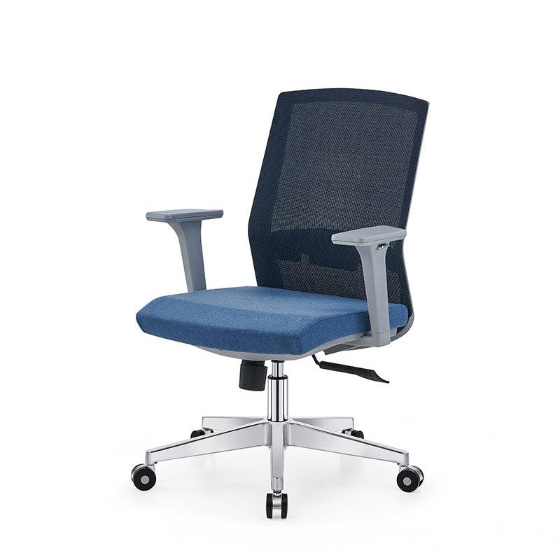 Modern Fixed Arms Desk Chair with Wheels Mid-Back Office Chair