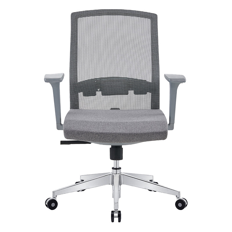 Modern Fixed Arms Desk Chair with Wheels Mid-Back Office Chair