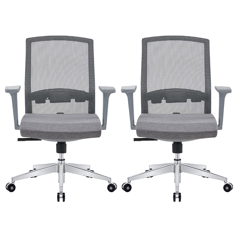 Modern Fixed Arms Desk Chair with Wheels Mid-Back Office Chair