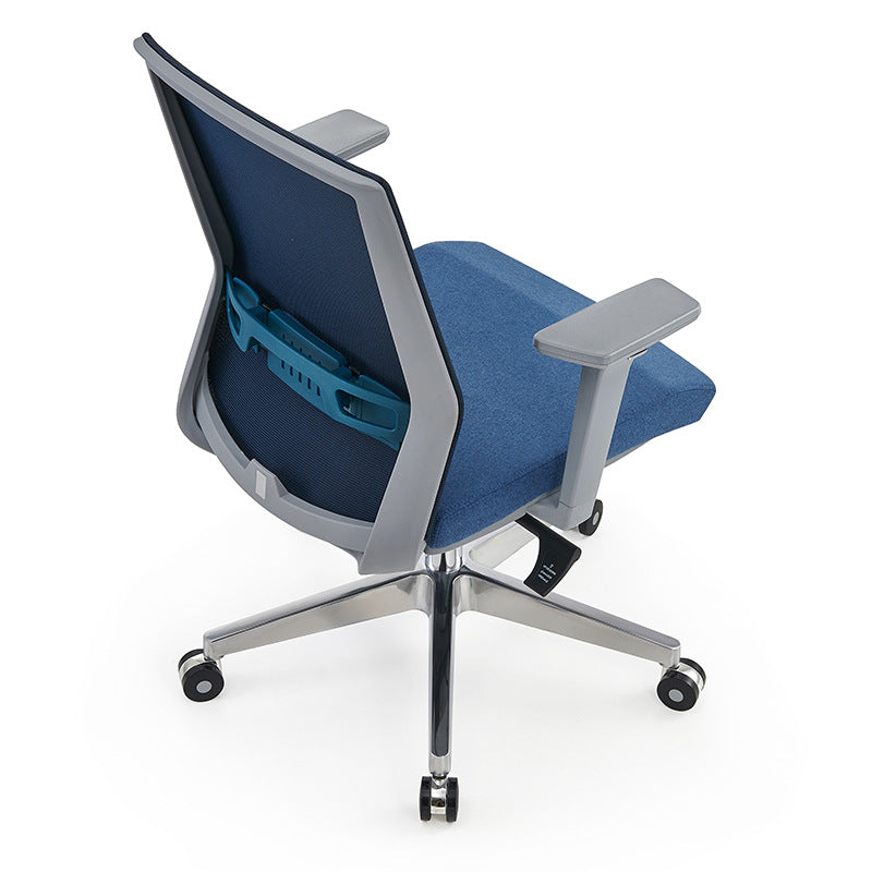 Modern Fixed Arms Desk Chair with Wheels Mid-Back Office Chair