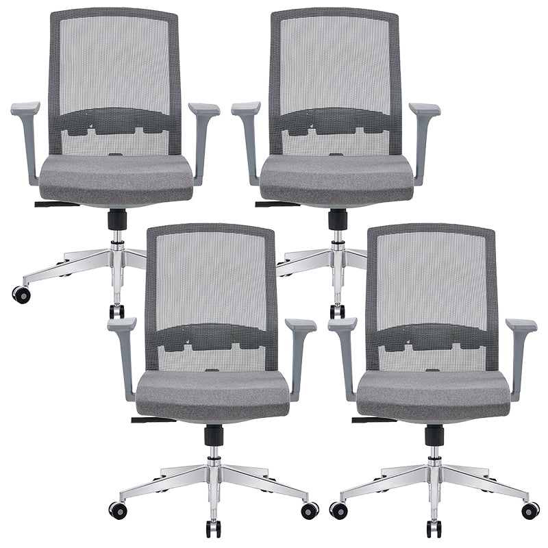 Modern Fixed Arms Desk Chair with Wheels Mid-Back Office Chair