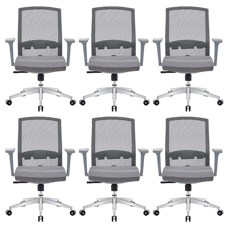 Modern Fixed Arms Desk Chair with Wheels Mid-Back Office Chair