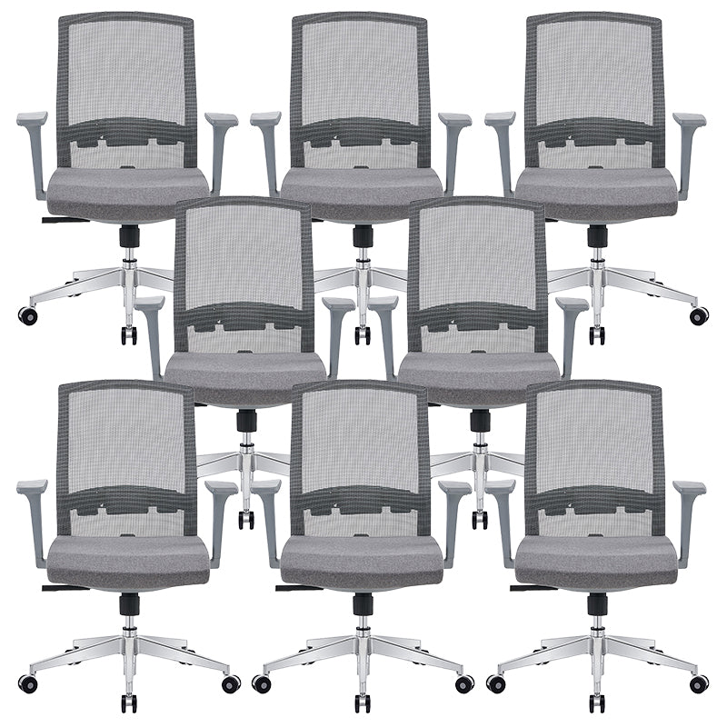 Modern Fixed Arms Desk Chair with Wheels Mid-Back Office Chair