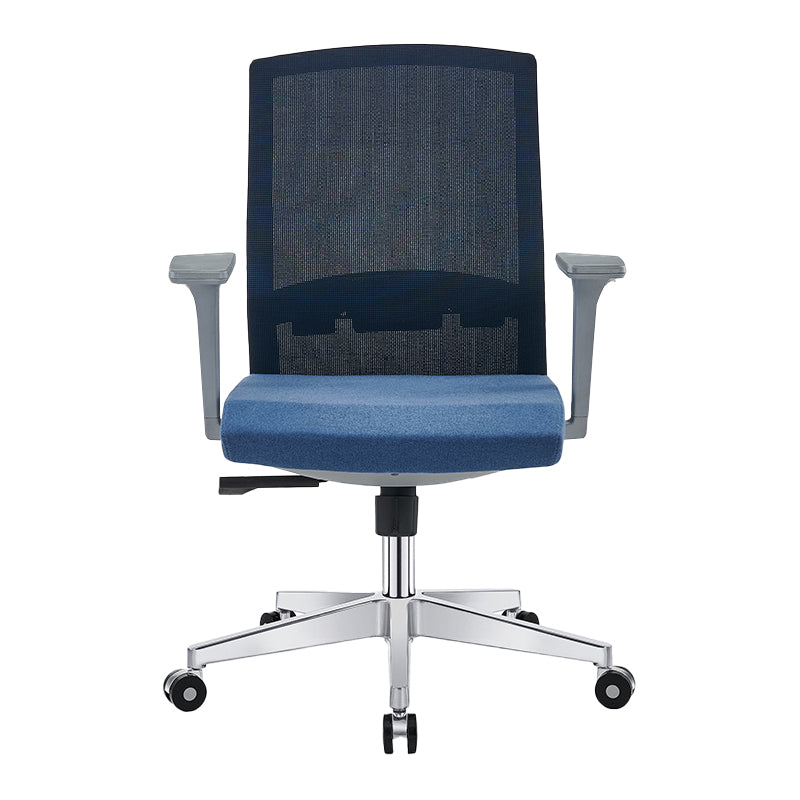 Modern Fixed Arms Desk Chair with Wheels Mid-Back Office Chair