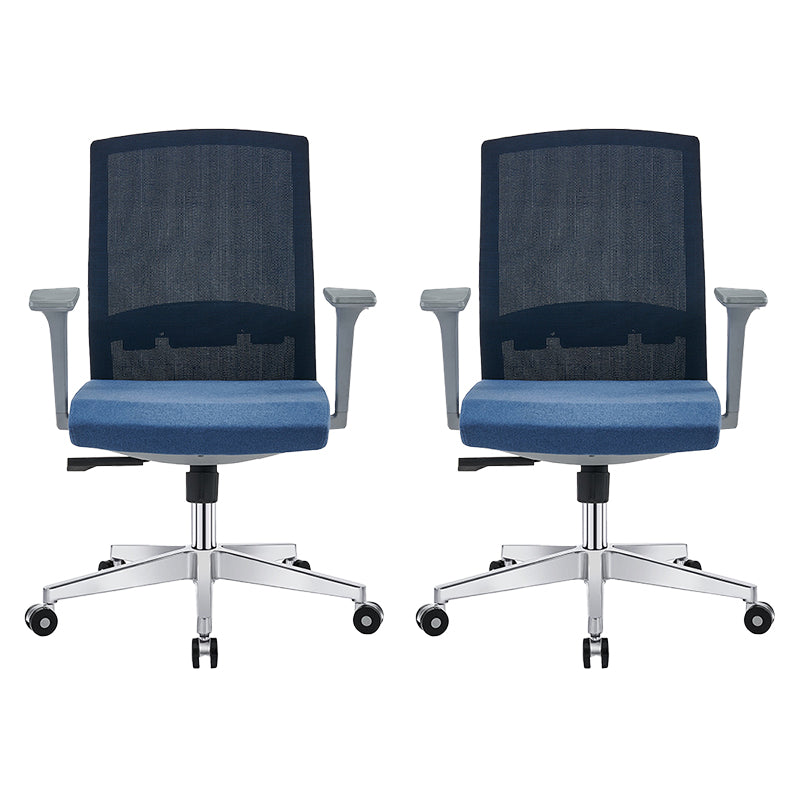 Modern Fixed Arms Desk Chair with Wheels Mid-Back Office Chair