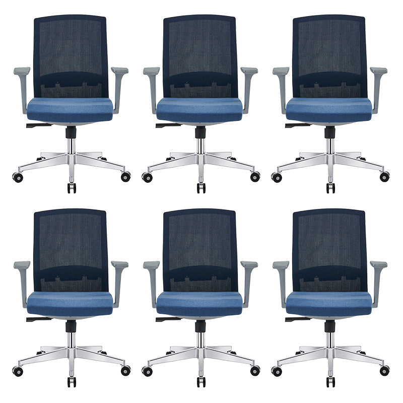 Modern Fixed Arms Desk Chair with Wheels Mid-Back Office Chair