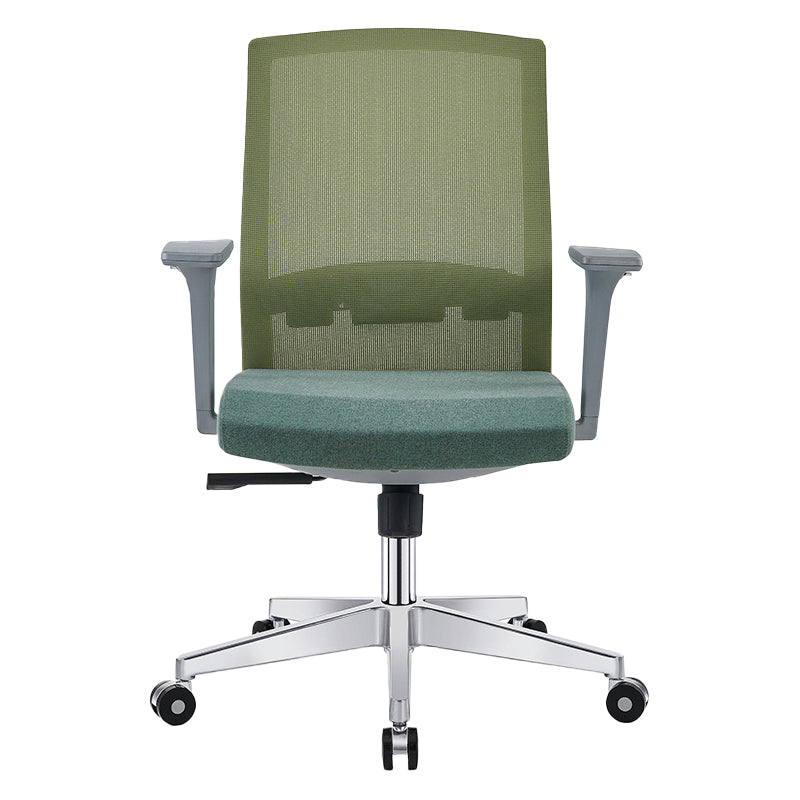 Modern Fixed Arms Desk Chair with Wheels Mid-Back Office Chair