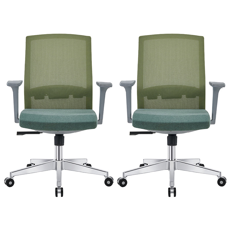 Modern Fixed Arms Desk Chair with Wheels Mid-Back Office Chair