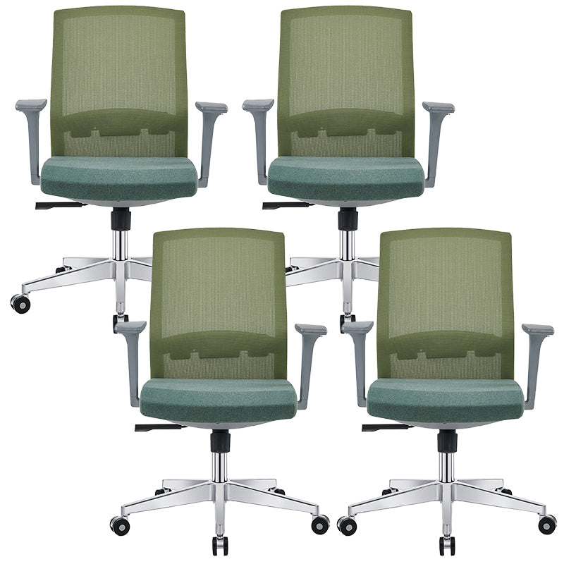 Modern Fixed Arms Desk Chair with Wheels Mid-Back Office Chair