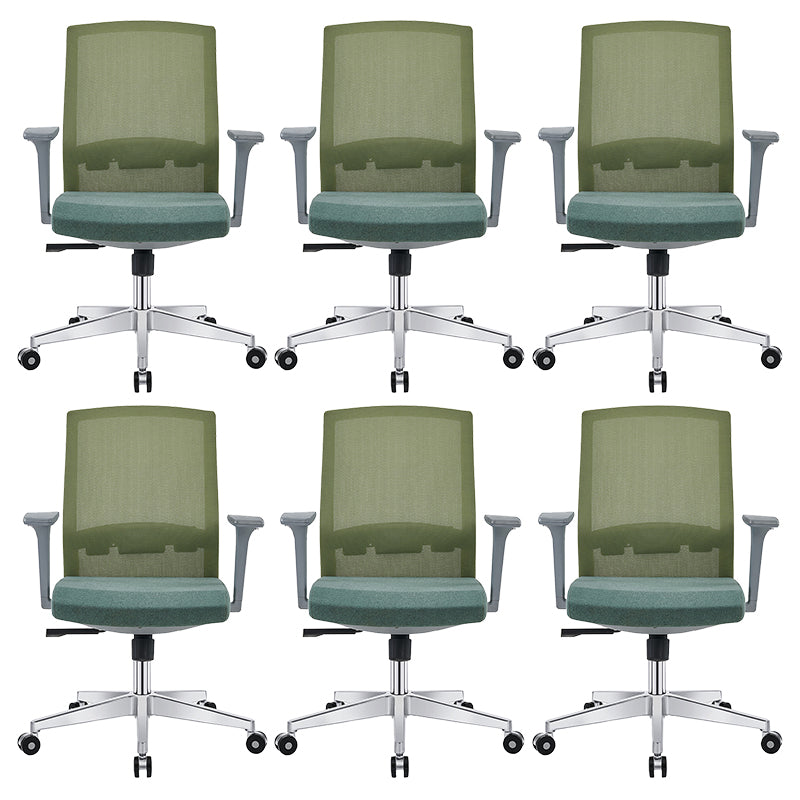 Modern Fixed Arms Desk Chair with Wheels Mid-Back Office Chair